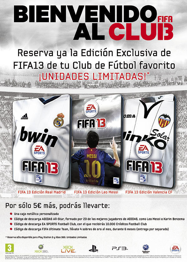 Electronic Arts desvela los incentivos de reserva para FIFA 13