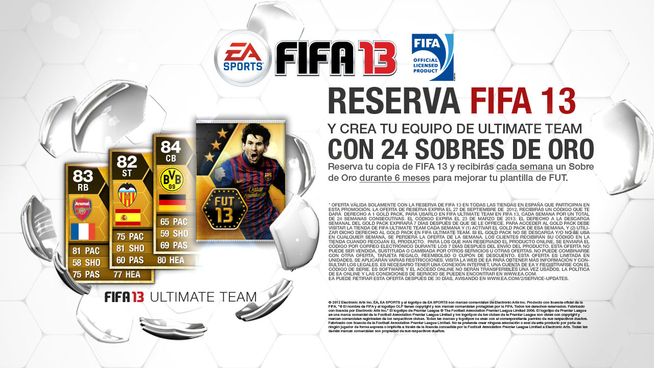 Anunciados los incentivos de reserva de FIFA 13, que llegará el 27 de septiembre